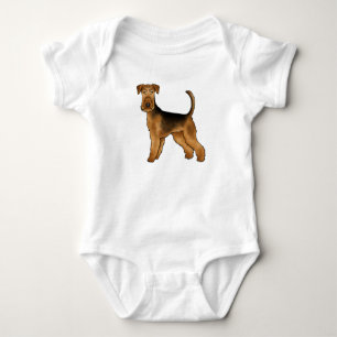 Airedale Terrier Cartoon Bingley Terrier Cute Dog Baby Bodysuit