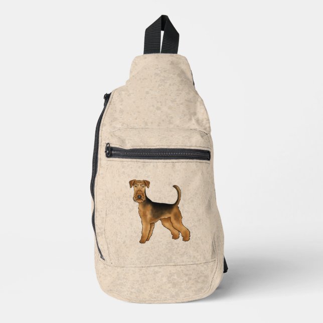 Airedale Terrier Cartoon Dog Bingley Terrier Dog Sling Bag (Front)