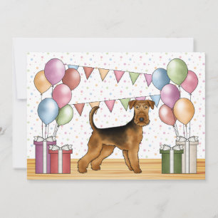 Airedale Terrier Cartoon Dog Colourful Birthday Invitation