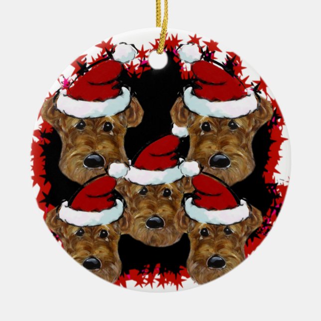 AIREDALE TERRIER CERAMIC ORNAMENT (Front)