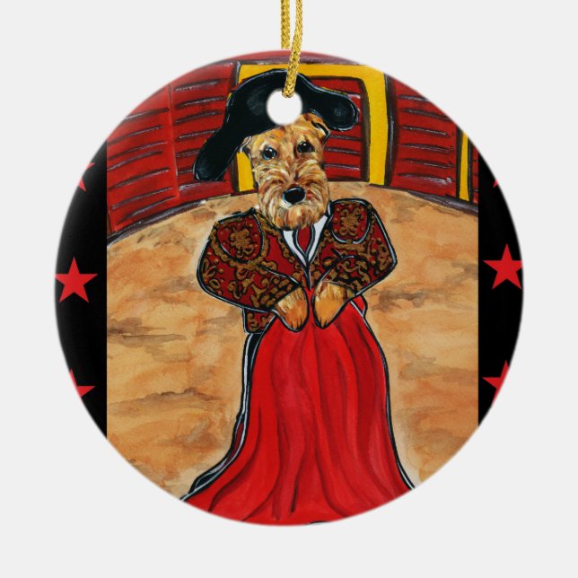 AIREDALE TERRIER CERAMIC ORNAMENT (Front)