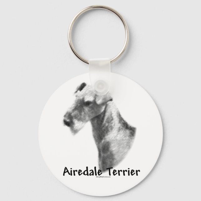 Airedale Terrier Charcoal Keychain (Front)