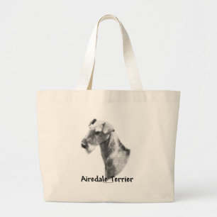 Airedale Terrier Charcoal Large Tote Bag