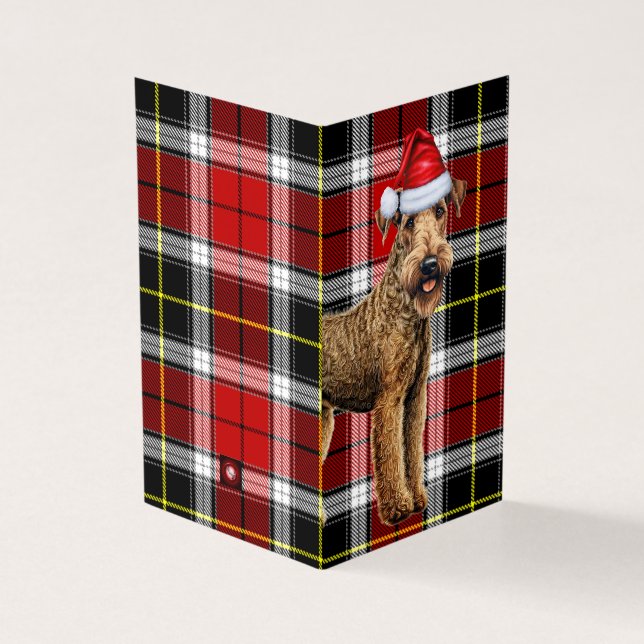 Airedale Terrier Chien de Noël avec Plaid de vacan (Outside)
