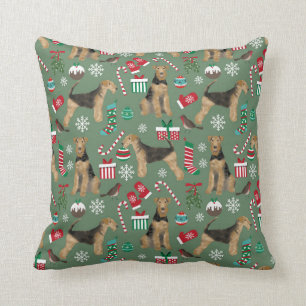 airedale terrier christmas dog pillow