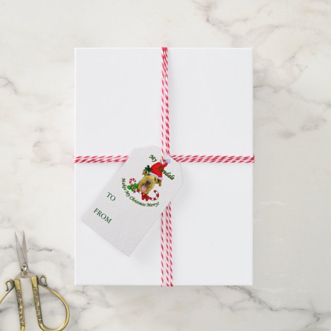 Airedale Terrier Christmas Gift Tags (With Twine)