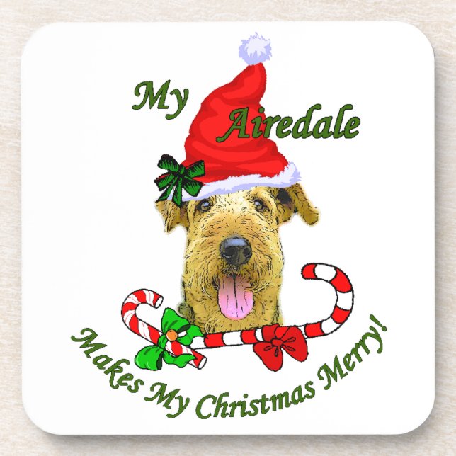 Airedale Terrier Christmas Gifts Coaster (Front)