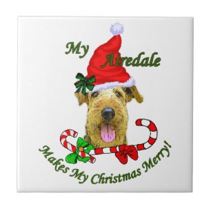 Airedale Terrier Christmas Merry Tile