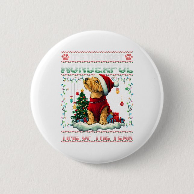 Airedale Terrier Christmas Tree Decorations Dog Lo 2 Inch Round Button (Front)