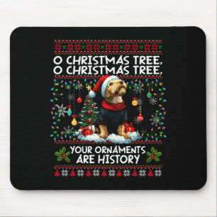 Airedale Terrier Christmas Tree Decorations Dog Lo Mouse Pad