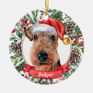 Airedale Terrier Custom Père Noël Ornement de Noël