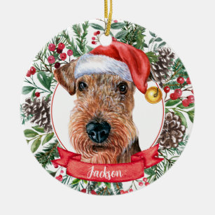 Airedale Terrier Custom Santa Christmas Ornament