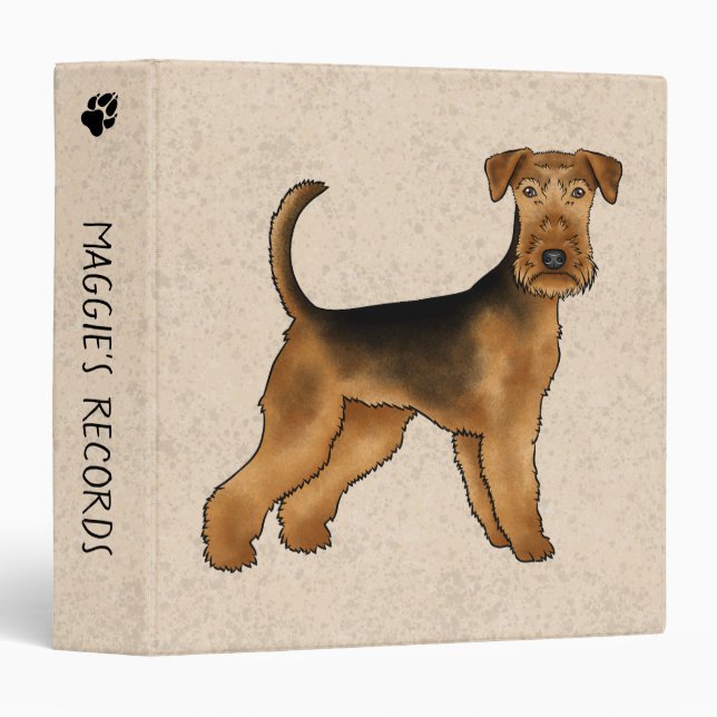 Airedale Terrier Cute Bindley Terrier Cartoon Dog Binder (Front/Spine)
