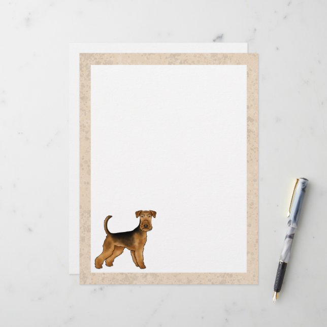 Airedale Terrier Cute Cartoon Dog Bingley Terrier Letterhead (Front/Back In Situ)