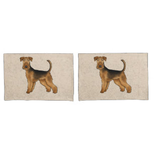Airedale Terrier Cute Cartoon Dog Bingley Terrier Pillowcase