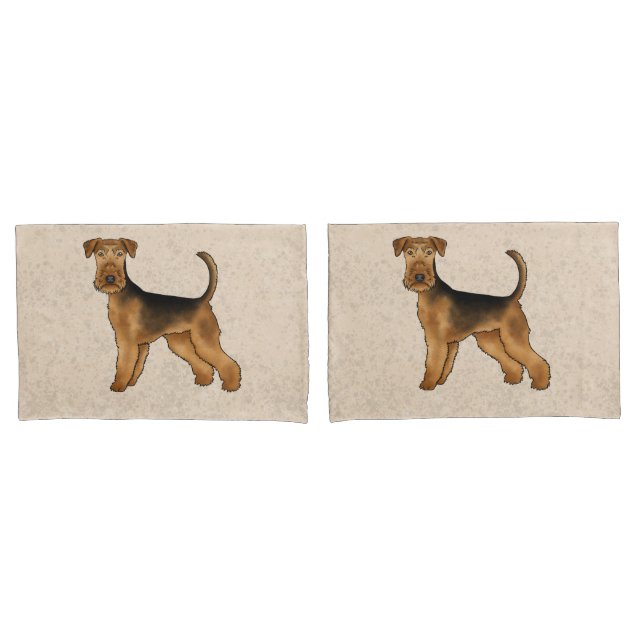 Airedale Terrier Cute Cartoon Dog Bingley Terrier Pillowcase (Front-Set)