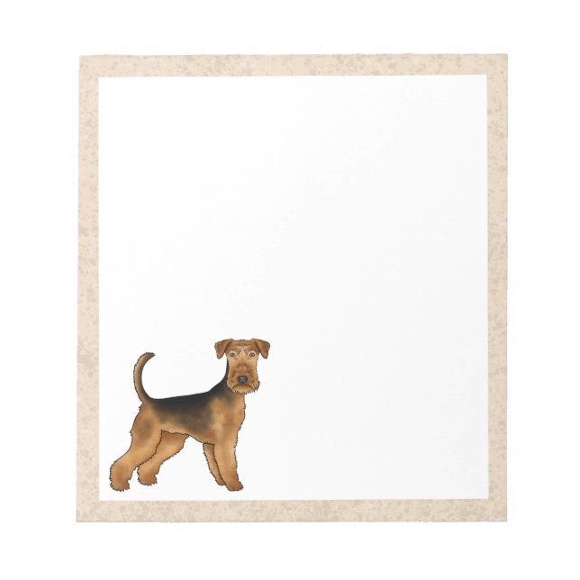 Airedale Terrier Cute Cartoon Dog Illustration Notepad (Front)
