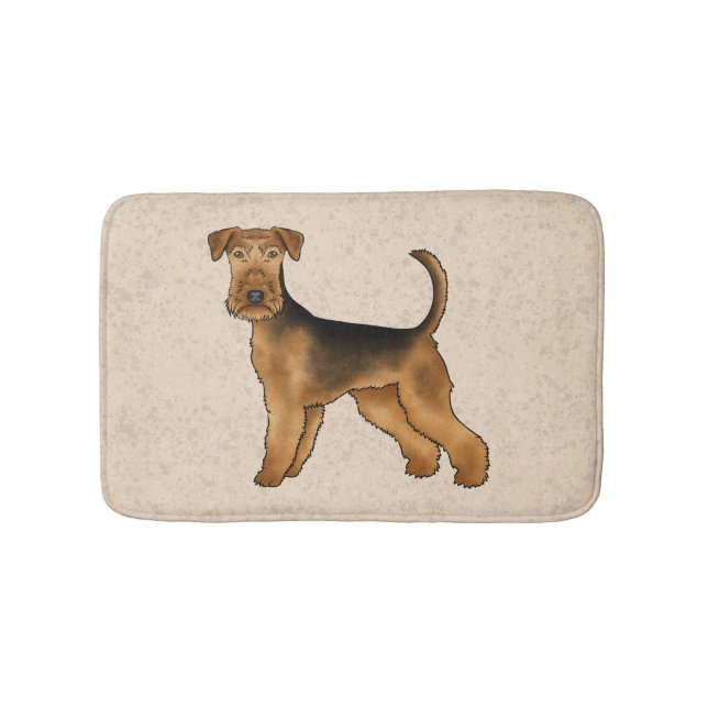 Airedale Terrier Cute Cartoon Dog On Beige Bath Mat (Front)