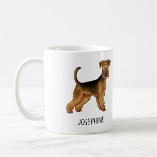 Airedale Terrier Cute Cartoon Dog With Custom Name Coffee Mug