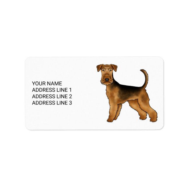 Airedale Terrier Cute Cartoon Dog With Custom Text Label (Front)