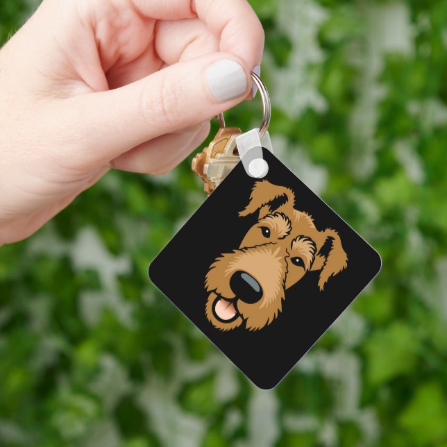 Airedale Terrier Cute Puppy Dog Face  Keychain (Hand)