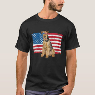 Airedale Terrier Dad Mom American Flag Dog Lover O T-Shirt