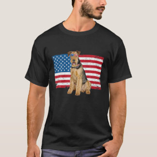 Airedale Terrier Dad Mom American Flag Dog Lover O T-Shirt