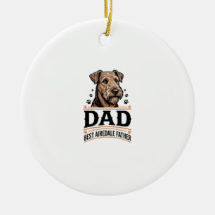 Airedale Terrier Dad Vintage Dog Father Shirt_1 Ceramic Ornament
