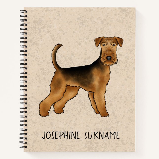 Airedale Terrier Dog Bingley Terrier Custom Text Notebook (Front)