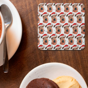 Airedale Terrier Dog Breed Christmas Square Paper Coaster