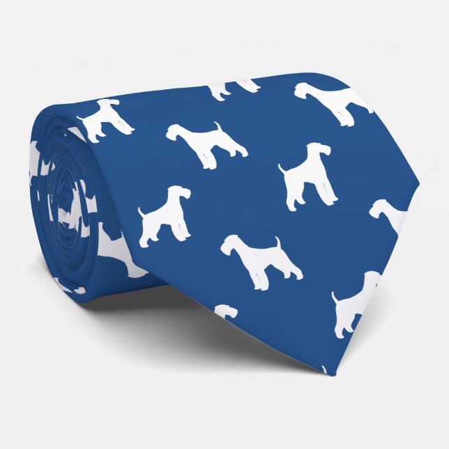 Airedale Terrier Dog Breed Silhouettes Pattern Tie (Rolled)