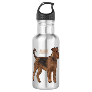 Airedale terrier dog cartoon illustration 532 ml water bottle