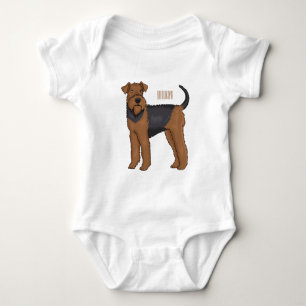 Airedale terrier dog cartoon illustration  baby bodysuit
