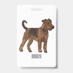 Airedale terrier dog cartoon illustration badge