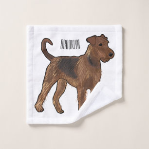 Airedale terrier dog cartoon illustration bath towel set