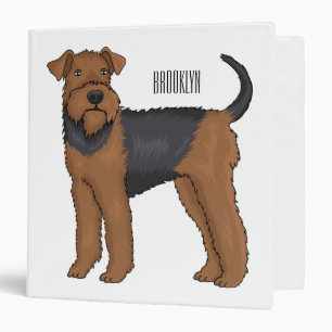 Airedale terrier dog cartoon illustration binder