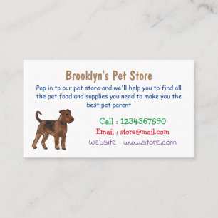 Airedale terrier dog cartoon illustration business card