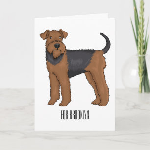 Airedale terrier dog cartoon illustration card
