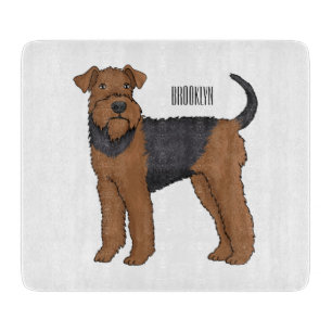 Airedale terrier dog cartoon illustration cutting board