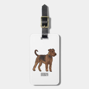 Airedale terrier dog cartoon illustration luggage tag