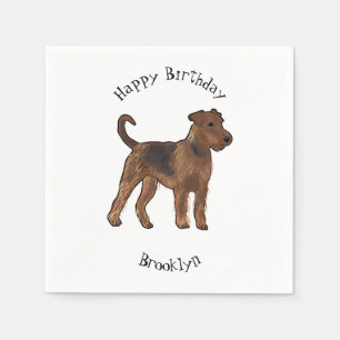 Airedale terrier dog cartoon illustration napkin