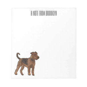 Airedale terrier dog cartoon illustration notepad