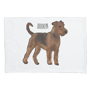 Airedale terrier dog cartoon illustration pillowcase
