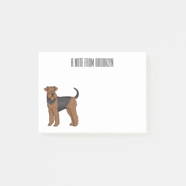 Airedale terrier dog cartoon illustration post-it notes (Front)