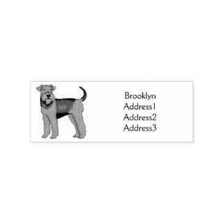Airedale terrier dog cartoon illustration rubber stamp