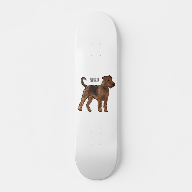 Airedale terrier dog cartoon illustration skateboard (Front)