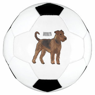 Airedale terrier dog cartoon illustration soccer ball