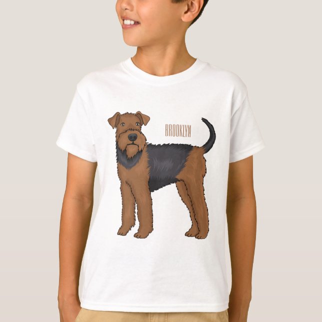 Airedale terrier dog cartoon illustration T-Shirt (Front)