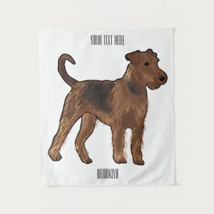 Airedale terrier dog cartoon illustration tapestry