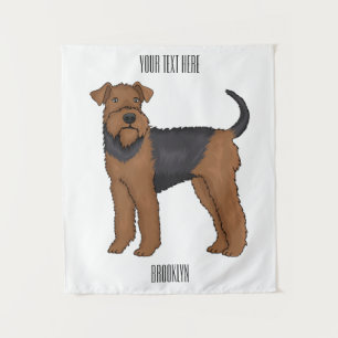 Airedale terrier dog cartoon illustration tapestry